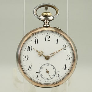 Montre de poche suisse en argent massif fonctionnel pour homme, chronomètre duplex sans fusible pour homme, chronographe à répétition antique RAR