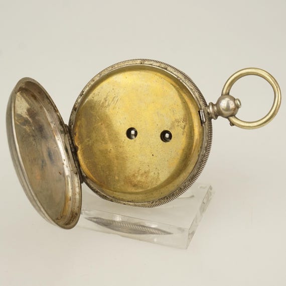 Working! 24-Hours Solid Silver key-wind Pocket Wa… - image 4