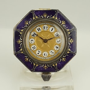 Working  ENAMELED Clock Built-in Pocket Watch Vintage Antique Men&#39;s Mechanical no fusee duplex chronometer wristwatch repeater RAR