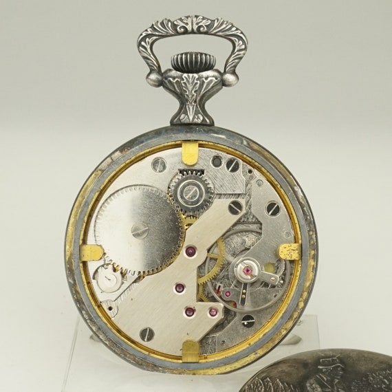 Working FISHING Scene Swiss Made Pocket Watch Men… - image 4