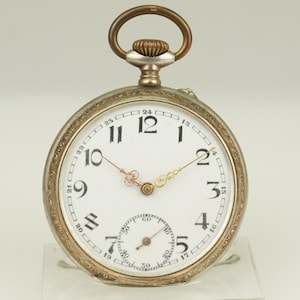 Montre de poche SUISSE en argent massif de travail montre-bracelet chronomètre duplex sans fusee montre-bracelet à répétition antique chronographe RAR