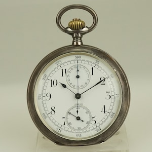 Working Big Size OMEGA Swiss Chronograph Solid Silver Pocket Watch no Repetition Men&#39;s no fusee duplex chronometer RAR