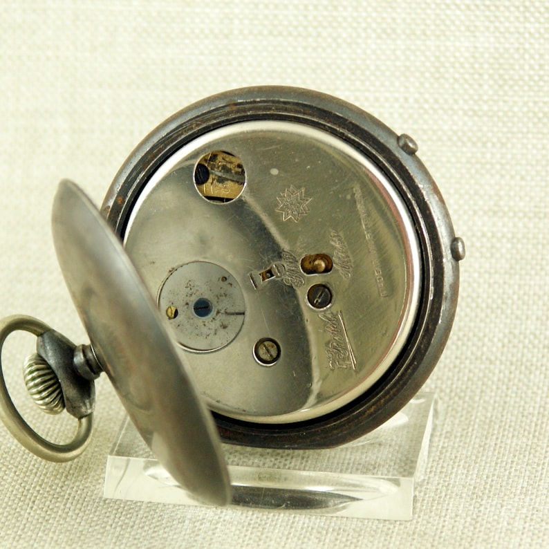 ALARM Pocket Watch JUNGHANS Gunmetal Military Vintage Antique Etsy
