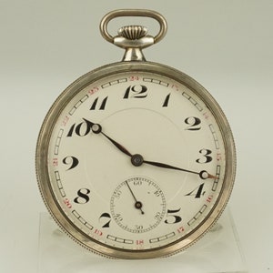 Montre de poche SUISSE en argent massif de travail montre-bracelet chronomètre duplex sans fusee montre-bracelet à répétition antique chronographe RAR