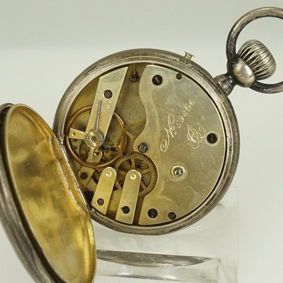 Working Solid Silver Pocket Watch Antique Men's n… - image 2