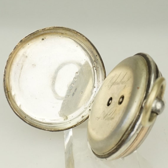 Working Solid Silver Swiss Made Pocket Watch Men'… - image 7