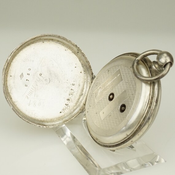 Working Solid Silver SWISS Pocket Watch Men's no … - image 6
