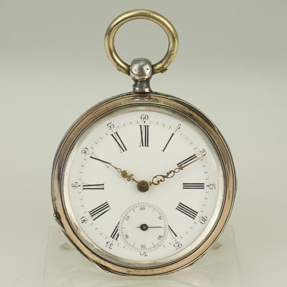 Working Solid Silver Swiss Made Pocket Watch Men'… - image 10