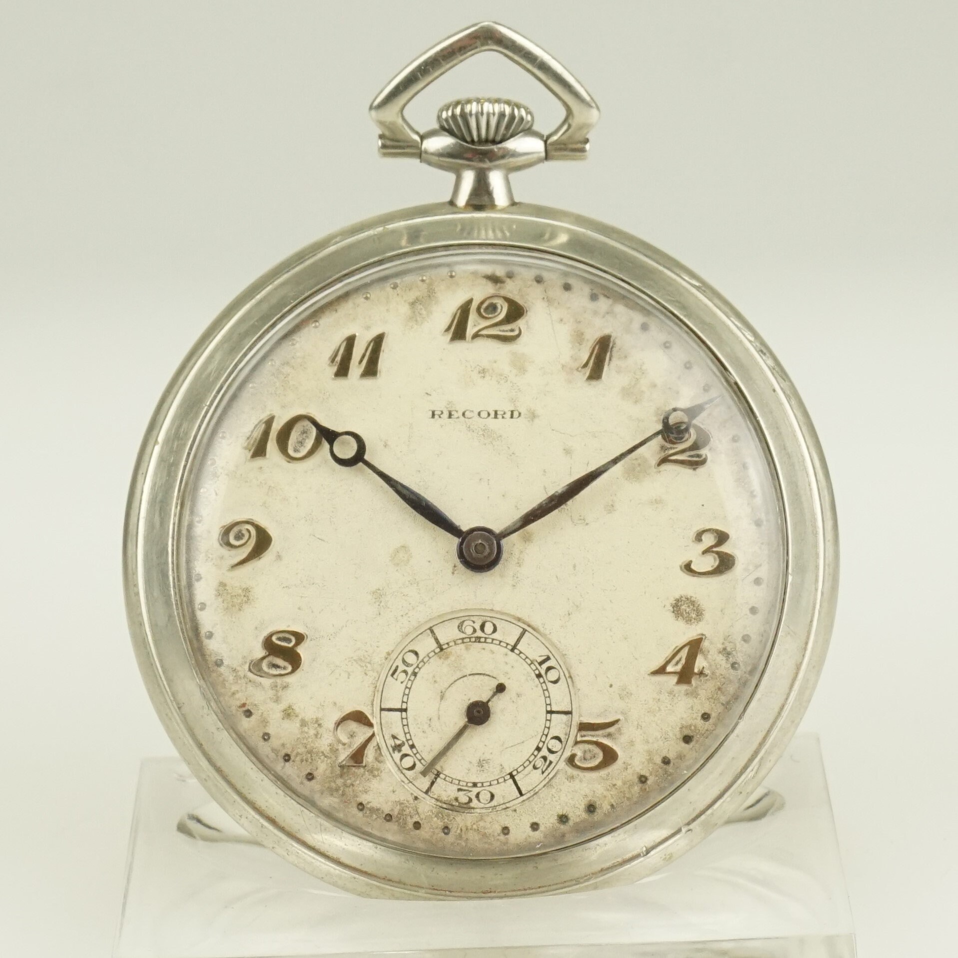 Working RECORD (Longines) Swiss Pocket Watch Men's no fusee duplex chronometer wristwatch antique repeater chronograph RAR