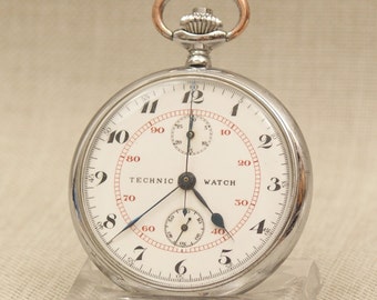 Working CHRONOGRAPH Breitling Montbrillant Movement Pocket Watch Antique Men's no fusee duplex chronometer wristwatch complication repeater