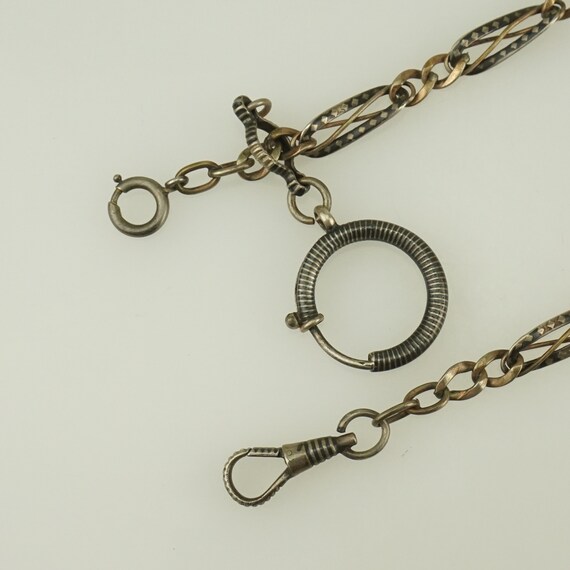 Niello SOLID SILVER Pocket Watch CHAIN Men's Anti… - image 4