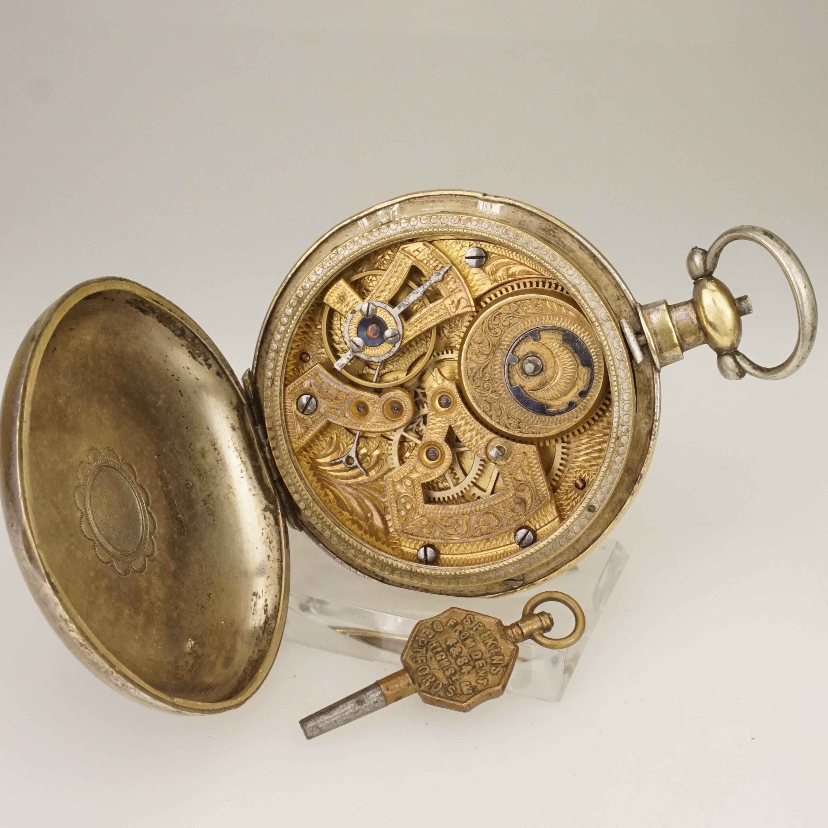 Montre De Poche Ancienne En Argent Gravé - Dynastie Qing Vers 1900 - Pour Le Marché Chinois