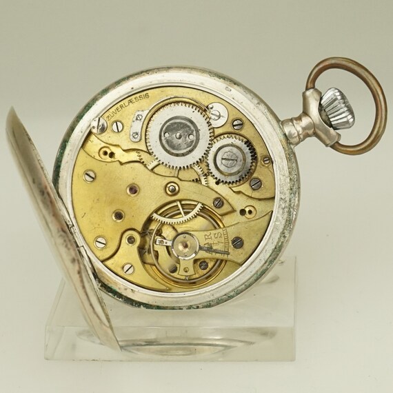 Working ZUVERLAESSIG Solid Silver Swiss Made Pock… - image 2