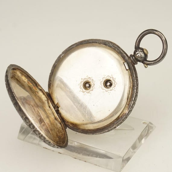 Working! Key-wind Solid Silver Pocket Watch Antiq… - image 5