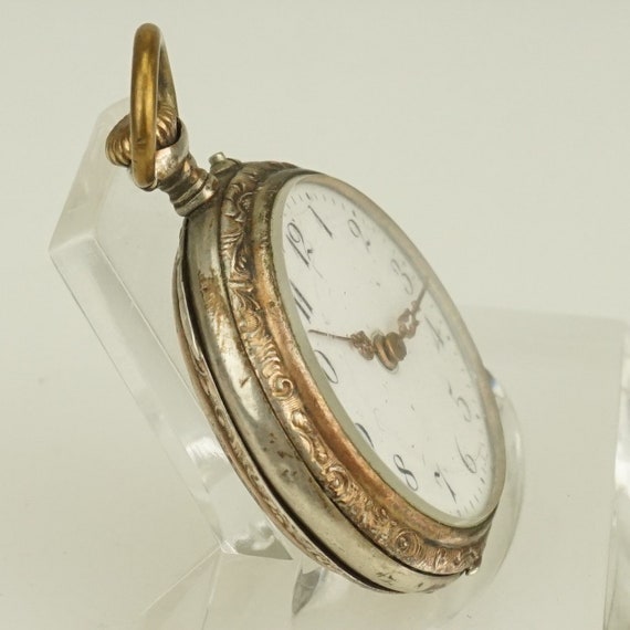 Working Solid Silver Swiss Made Pocket Watch Ladi… - image 5