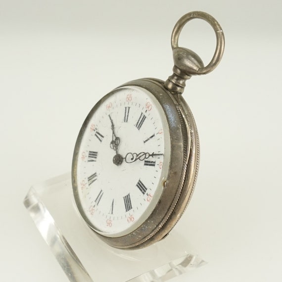 WORKING Pocket Watch Key-wound Solid Silver Antiq… - image 3