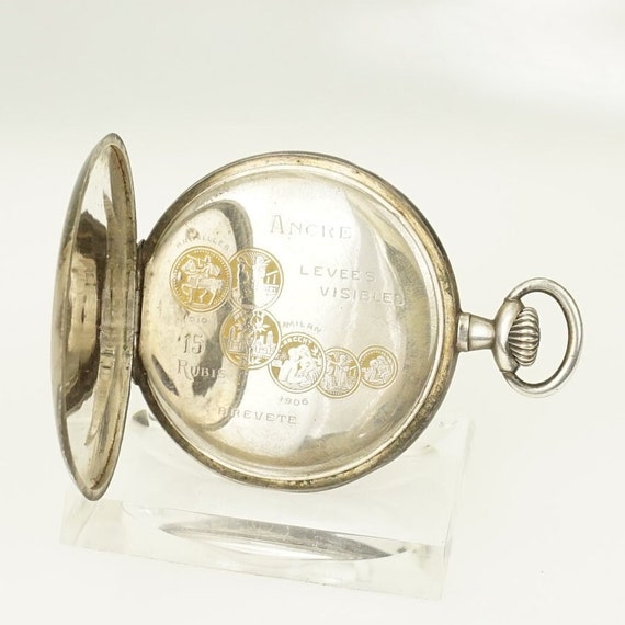 WORKING Pocket Watch Solid Silver Swiss Men's Mec… - image 6