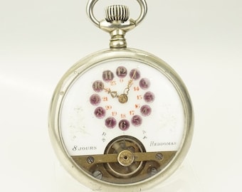 Working HEBDOMAS 8 Days Pocket Watch Vintage Antique Men&#39;s Mechanical no fusee duplex or chronometer wristwatch repeater