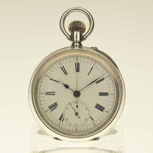 Werkende CHRONOGRAAF Massief Zilver Les Fils de Jeanneret - Brehm Zakhorloge Antiek Heren no fusee duplex chronometer polshorloge repeater