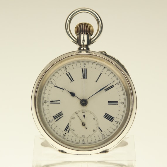 Working CHRONOGRAPH Solid Silver Les Fils de Jeanneret - Brehm Pocket Watch Antique Men's no fusee duplex chronometer wristwatch repeater
