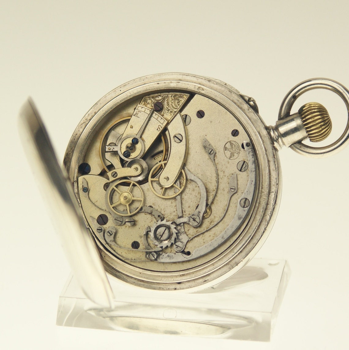 Working CHRONOGRAPH Solid Silver Les Fils de Jeanneret - Brehm Pocket Watch Antique Men's no fusee duplex chronometer wristwatch repeater, foto 2 de 5