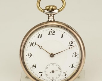 Working Solid Silver Pocket Watch: Antique Men's no Duplex no Chronometer, Porcelain Dial