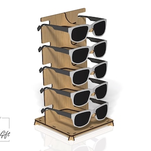 Soporte para gafas, Gafas de sol, Soporte para gafas, Soporte para gafas, Organizador de escritorio, DXF, SVG, CDR, Archivo de corte láser, 3 mm; 4 mm y 1/8 pulg.