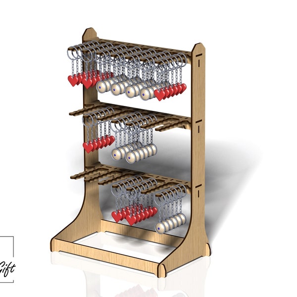 Keychain Stand, Display Stand, Stander - Laser cut- digital file - DXF - SVG - CDR - 3mm, 4mm