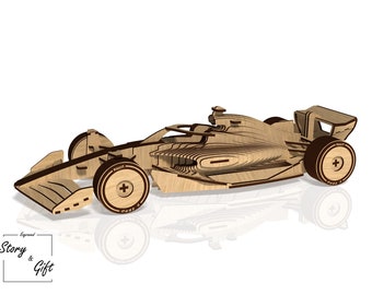 F1-auto, Sport 1-auto, 3D-auto, 3D-puzzel - Lasergesneden bestand - DXF - SVG - CDR