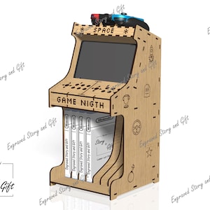 Uchwyt na gry - Aracade Game - Uchwyt na Nintendo - Uchwyt na PS - Stojak na konsolę - dxf, svg, cdr - Plik cięty laserowo - 3 mm; 1/8 cala i 4 mm