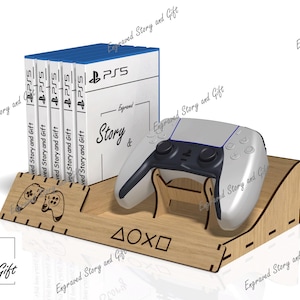 Gamehouder - controllerhouder - Playstation-standaard - dvd-houder - PS-standaard - dxf, svg, cdr - lasergesneden bestand - 3 mm en 4 mm