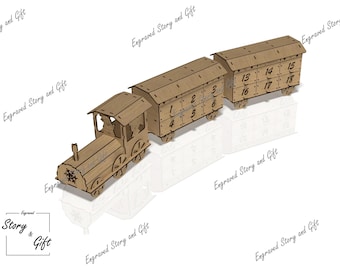 Advent Calendar - Christmas Calendar - Train - Laser cut file - DXF, SVG, CDR - 3mm