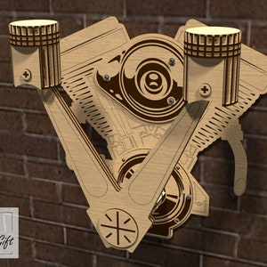 Piston Helmet Stand, Double Motorcycle Helmet Support - Laser Cut Files (Digital Download)