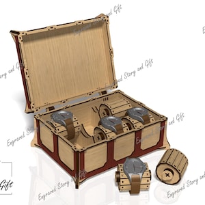 Caja para relojes - Caja para pulseras - Caja para joyas - Soporte para relojes - DXF, SVG, CDR - Archivo de corte láser - 3 mm y 4 mm