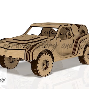 Trophy car - wood car - 3D car - 3D puszzle - Jeep - DXF, SVG, CDR - Laser cut file - 3mm
