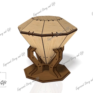 Diamantdoos - Geschenkdoos - Sieradendoos - Decoratieve doos - Houten kist - dxf, svg, cdr - lasergesneden bestand - 3 mm; 1/8 inch en 4 mm