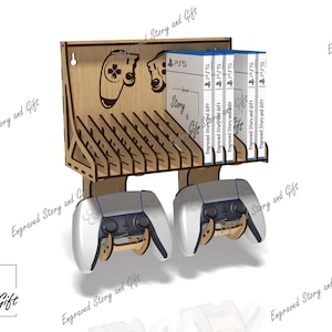 Gamehouder - controllerhouder - Playstation-standaard - dvd-houder - DXF, SVG, CDR - lasergesneden bestand - 3 mm en 4 mm