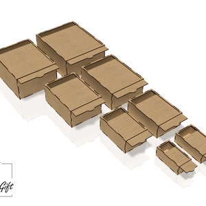 Laser cut Box, Boxes, slide box, storage rack - Laser cut - digital file - DXF - SVG - CDR