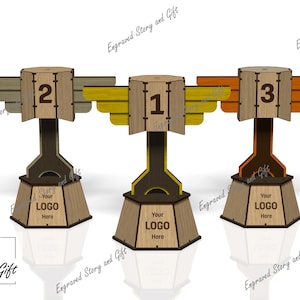 Piston cup - Trofeo motociclistico - Trofeo sportivo - Motorsport - Trofeo in legno - dxf, svg, cdr - File tagliato al laser - 3 mm; 1/8 di pollice e 4 mm