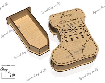 Christmas sock - X-mas box - gift box - Laser cut file - DXF, SVG, CDR - 3mm and 4mm