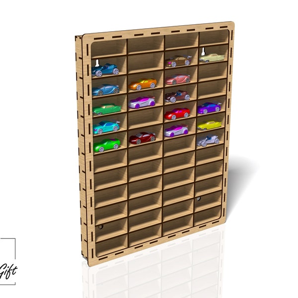 Toy car support - organizer - Hot Wheels - DXF, SVG, CDR - Laser cut file - 3mm and 4mm