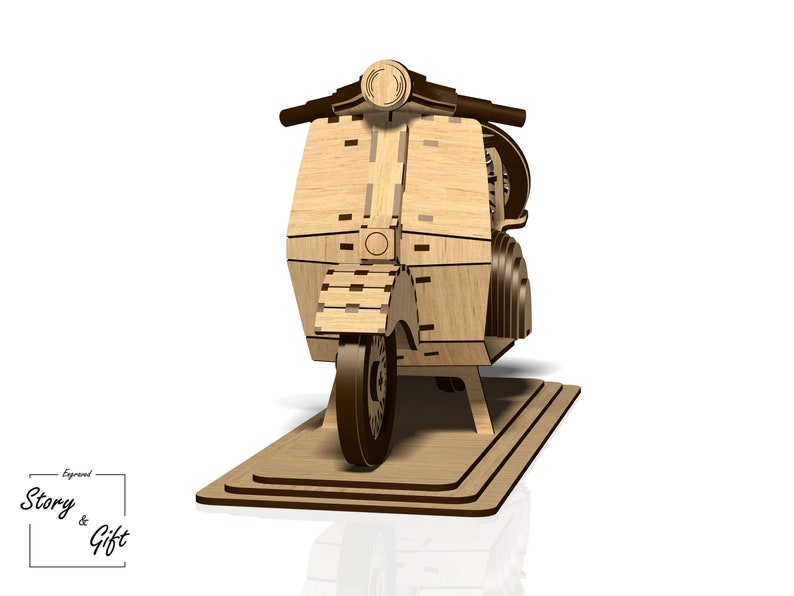 Scooter Motorcycle 3D puzzle Laser cut file DXF SVG CDR image 4