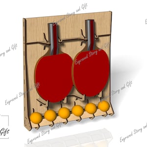 Tennis racket holder - Ping-Pong - Racket stand - Ping Pong holder - Sport display - DXF, SVG, CDR - Laser cut file - 3mm; 1/8inch and 4mm