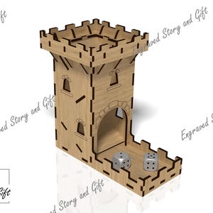 Burgwürfel Turm, Klappwürfel, Burg Turm, Laserschnitt Datei - DXF, SVG, CDR - 3 mm und 4 mm