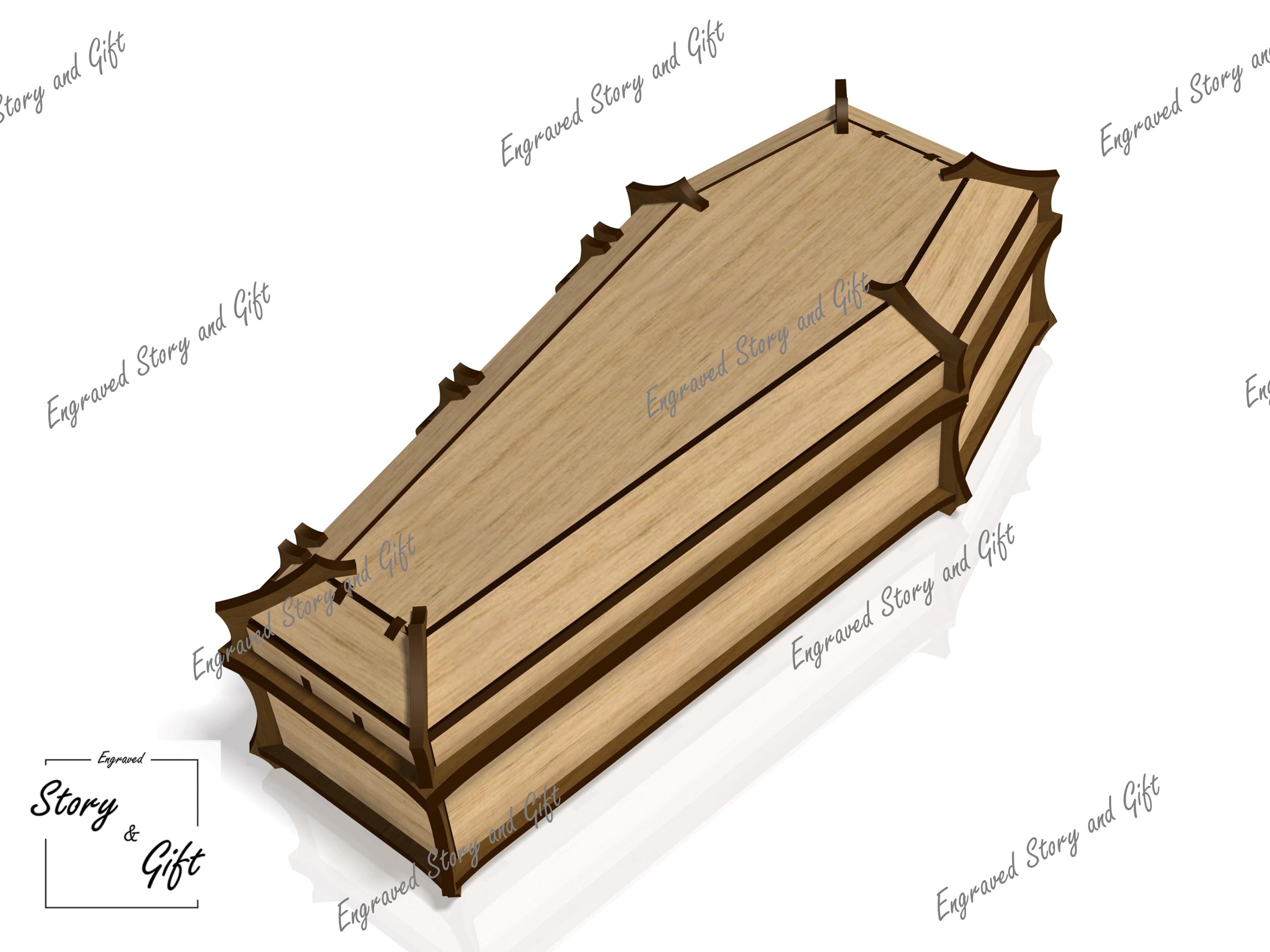 Unfinished Wooden Coffin Box - 6.17x3.22x1.77 Inch Halloween Craft, Candy, Jewelry, Or Ring Box (1 Piece)