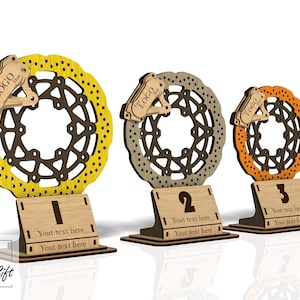Trophée moto - trophée sportif - Trophée récompense - trophée bois - DXF, SVG, CDR - Fichier découpé laser - 3mm et 4mm
