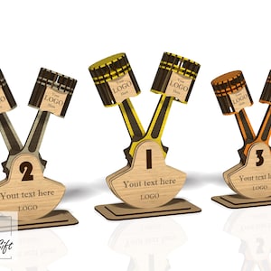 Motorrad-Trophäe - Sport-Trophäe - Preis-Trophäe - Kolben-Trophäe - Motorrad-Trophäe - DXF, SVG, CDR - Laserschnittdatei - 3 mm und 4 mm