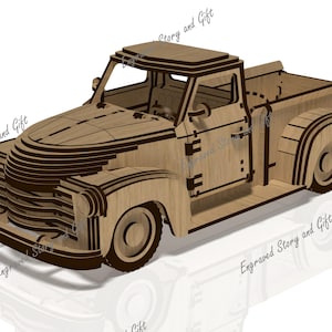 Pickup truck, Pick-up, 3D car, 3D puzzle - Laser cut file - DXF - SVG - CDR