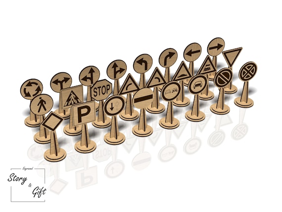 Road signs - traffic indicator - wood game - Laser cut file - DXF, SVG, CDR