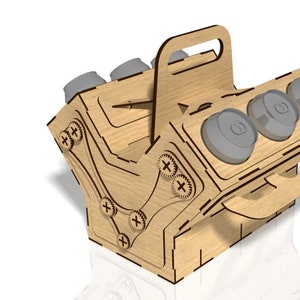 Suporte para cerveja, Suporte para cerveja, V6, Motor - Corte a laser - arquivo digital - DXF - SVG - CDR